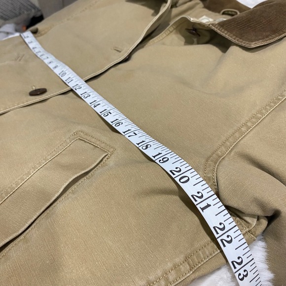 LL Bean Chore Original Field Coat Tan Cotton Canvas Thinsulate Jacket Y2K 90s - Picture 8 of 11